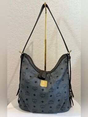 MCM Shoulder Bag Grey And Black Visetos